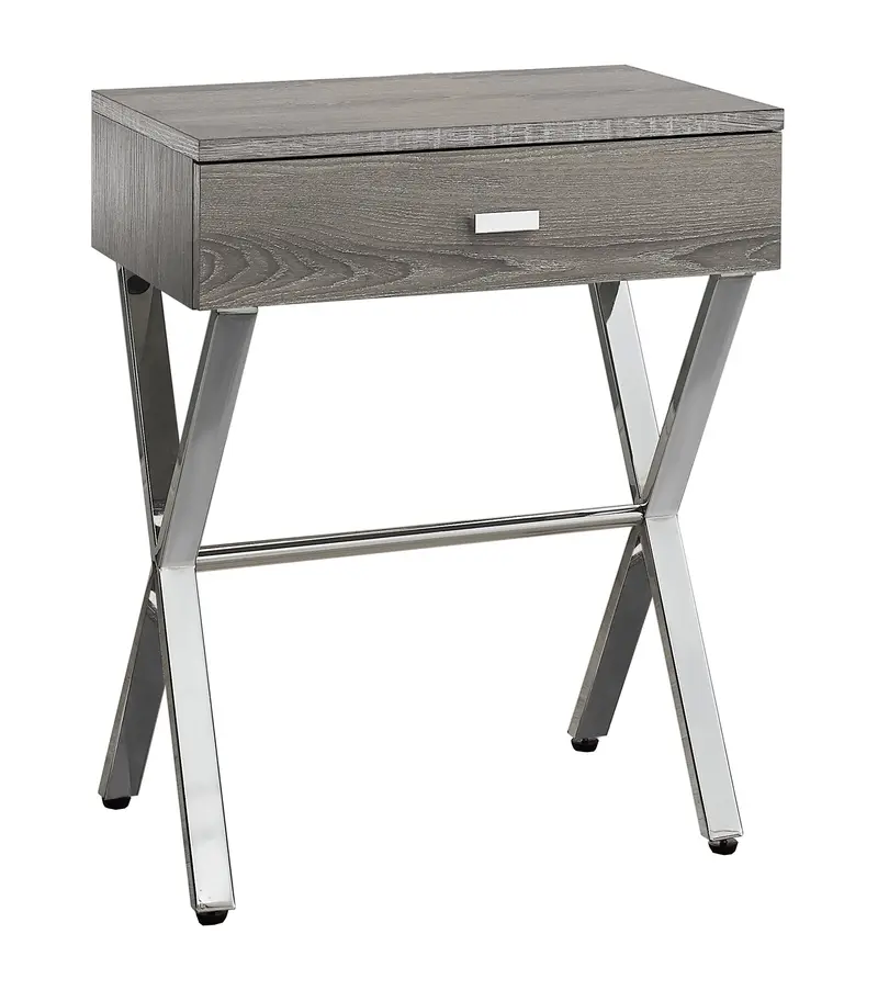 Dark Taupe Finish and Chrome Metal Accent Table By Homeroots - 333131