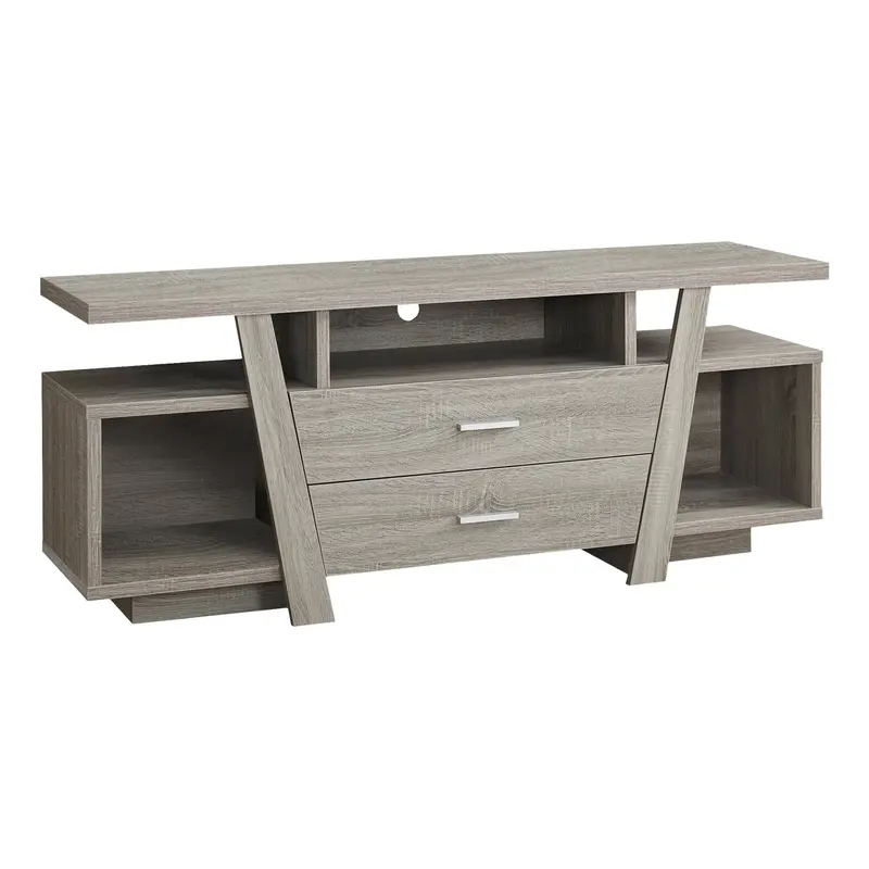Dark Taupe Particle Board Hollow Core TV Stand With 2 Drawers By Homeroots