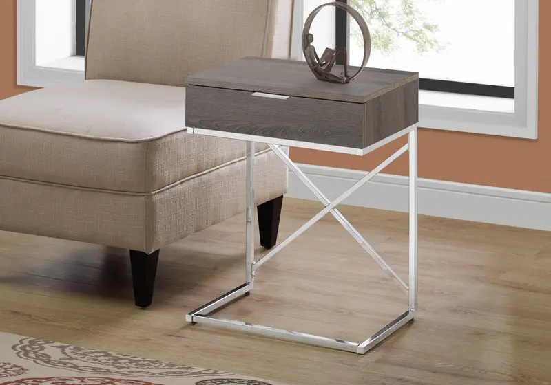 Dark Taupe Particle Board Metal Accent Table By Homeroots - 333224