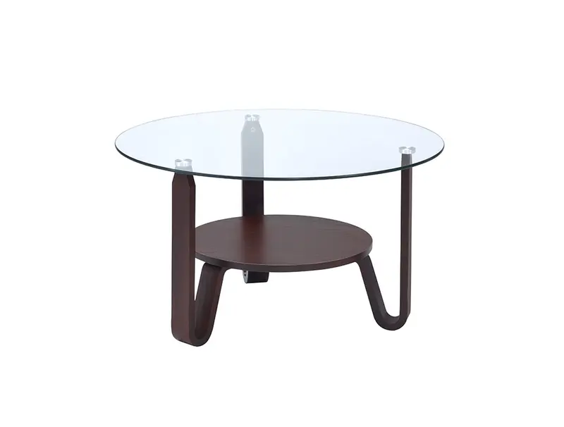 Dark Walnut Clear Glass Wood Coffee Table By Homeroots