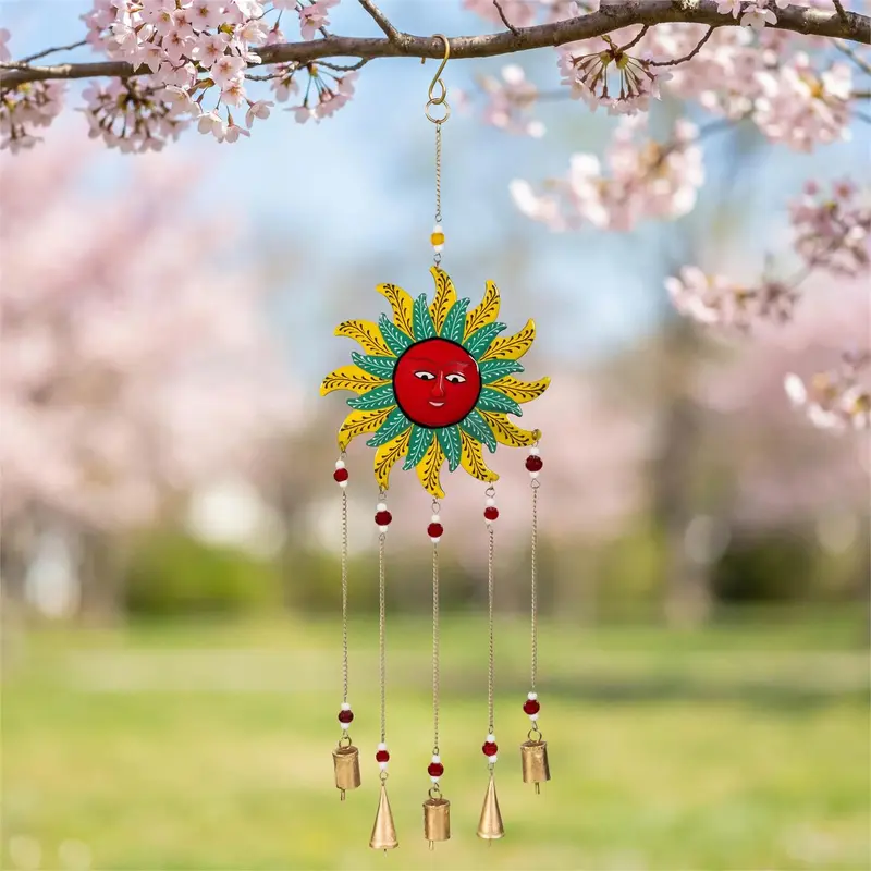 Decorative Wind Chime, Metal Smiling Sun