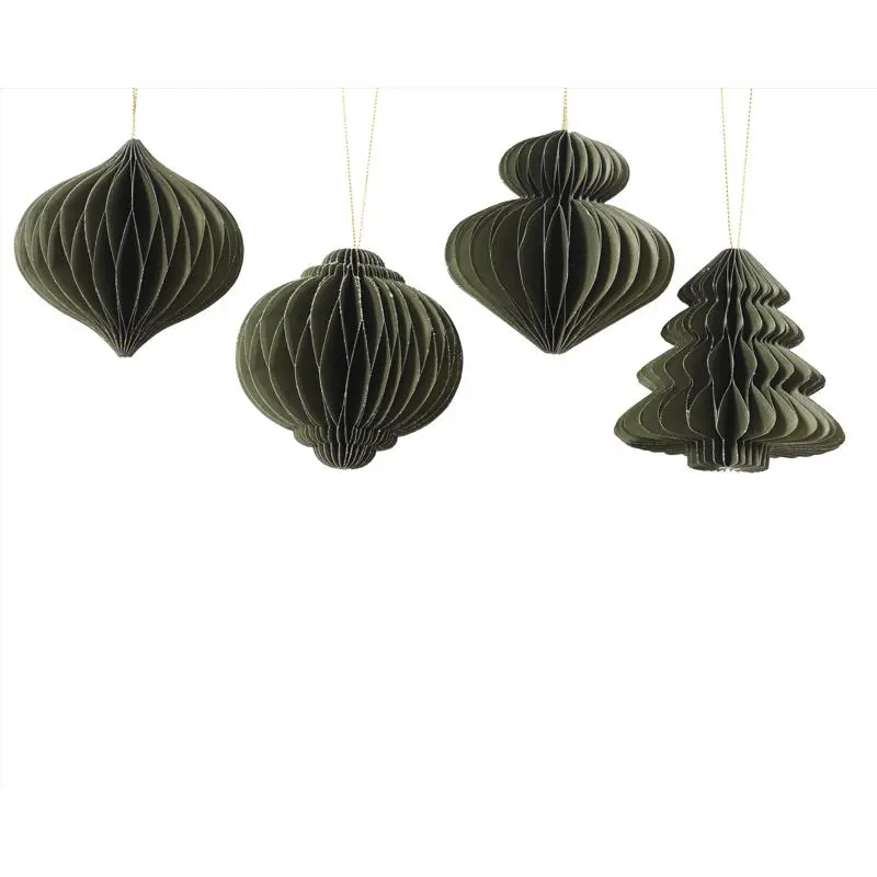 Decoris Green Paper Ornaments (Pack of 16)