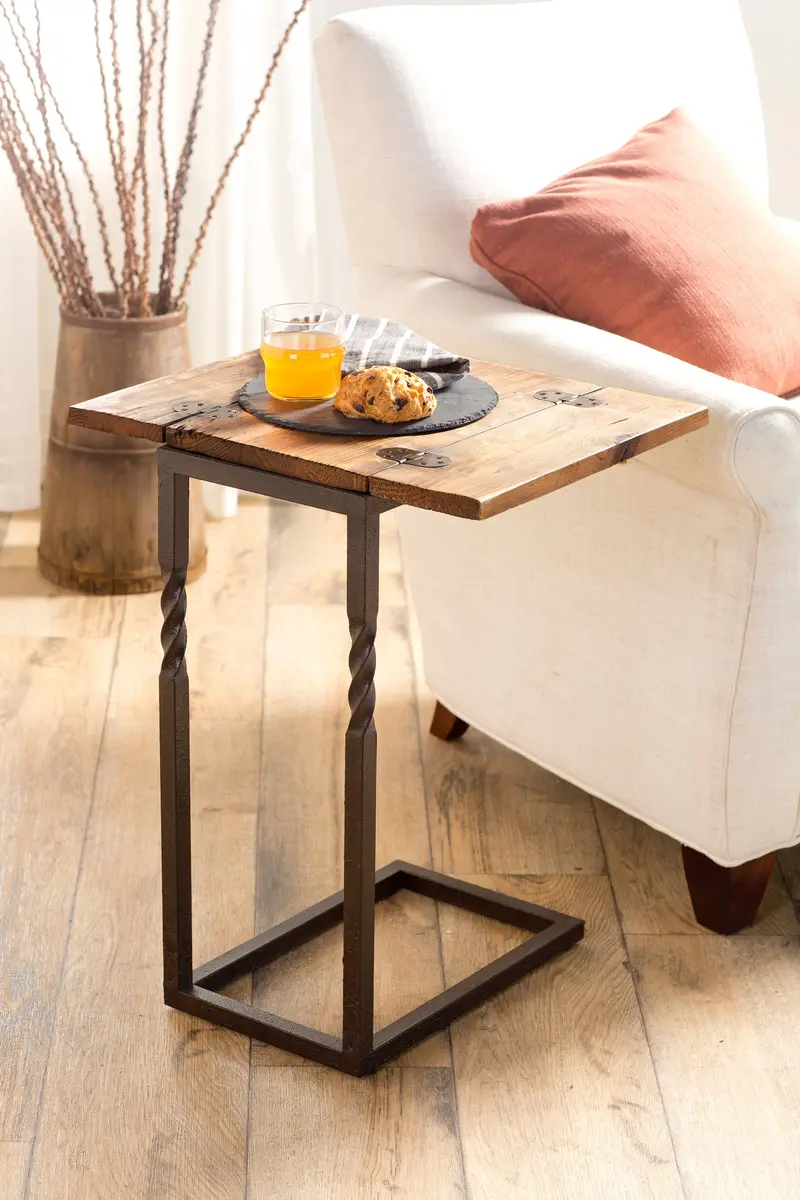 Deep Creek Pull-Up Table in Rustic Wood and Metal,8f00336