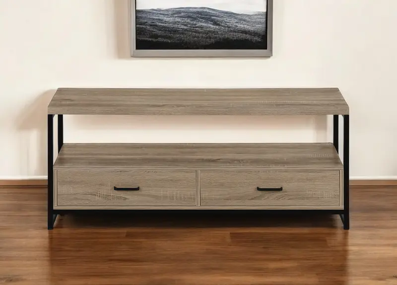 Deep Taupe Cabinet Enclosed Storage TV Stand By Homeroots