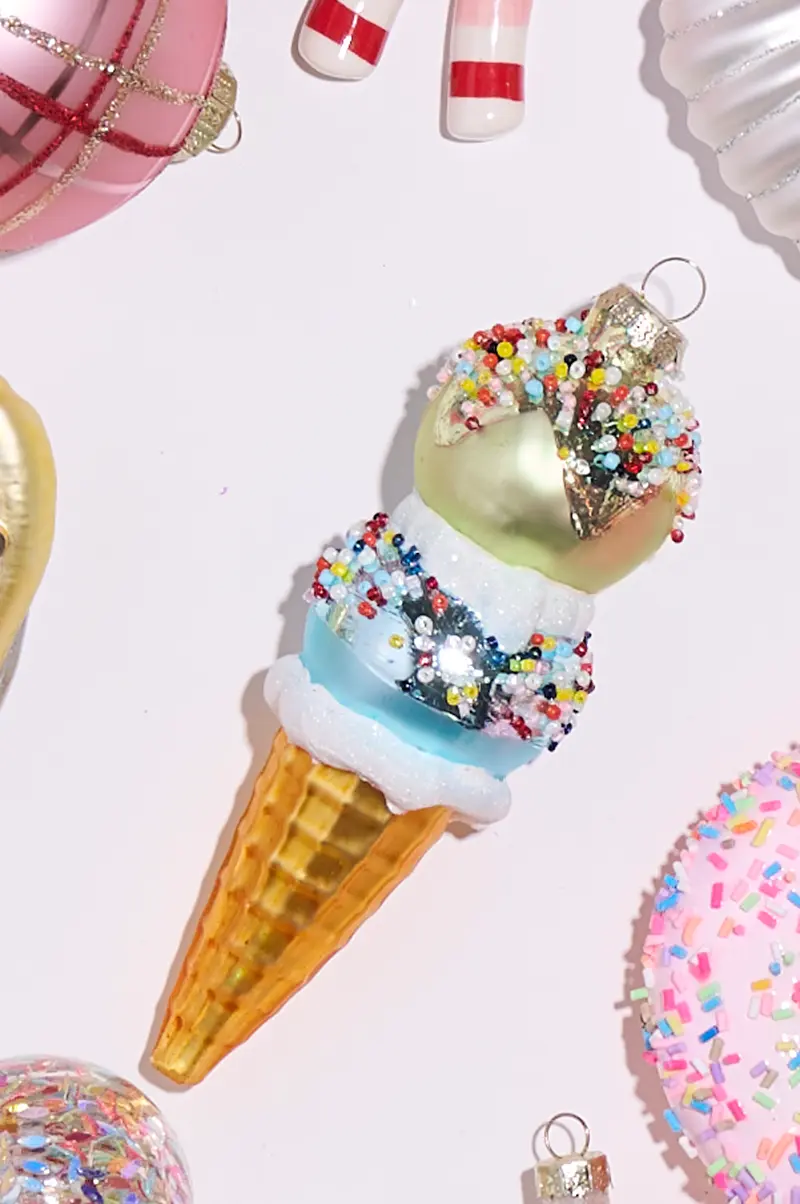 Dessert First Ice Cream Cone Ornament Set of 4 By Accent Decor