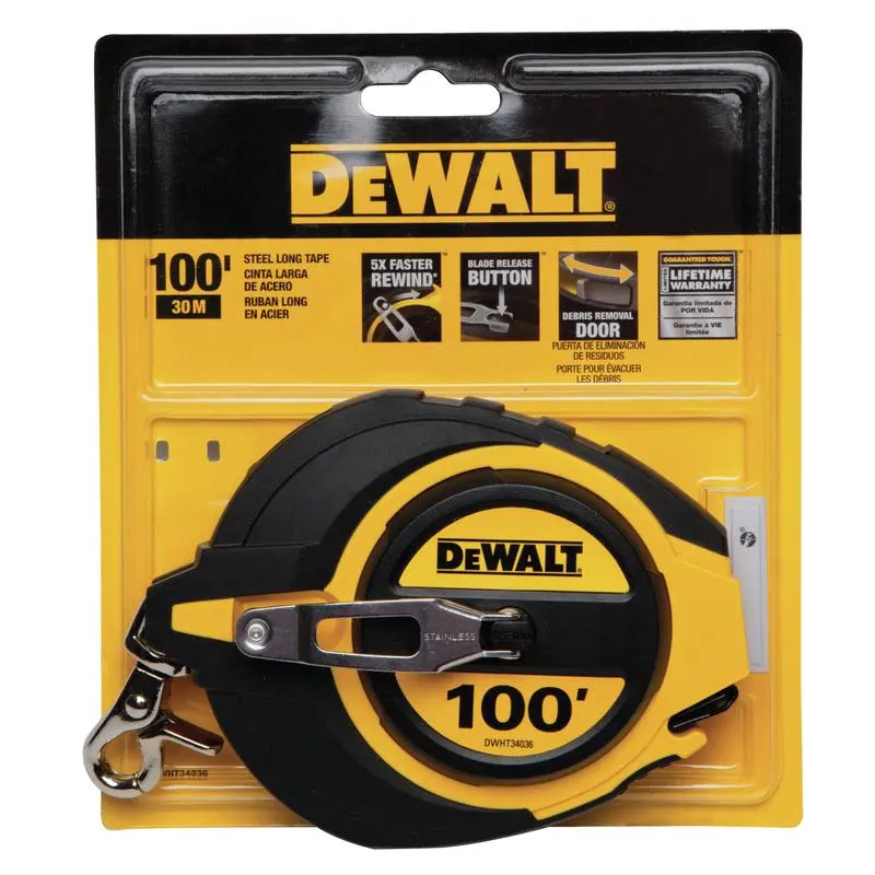 DeWalt 100 ft. L X 0.38 in. W Closed Case Long Tape Measure 1 pk - Deal of The Week