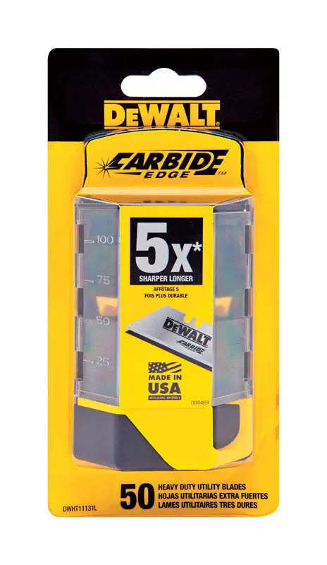 DeWalt Carbide Edge Steel Heavy Duty Utility Blade 2-1/2 in. L 50 pc - Deal of The Week