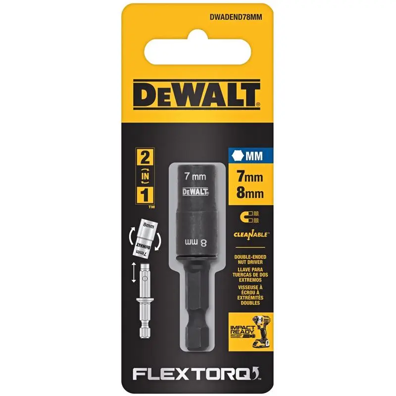 DeWalt Flextorq 7,8 mm X 2 in. L Black Oxide Double-Ended Nut Driver 2 pc