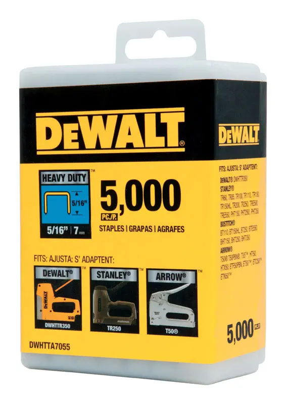 DeWalt T50 27/64 in. W X 5/16 in. L Narrow Crown Heavy Duty Staples 5000 pk - Open Box