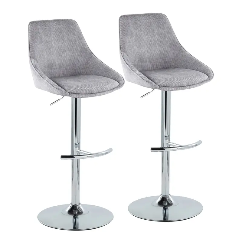 Diana Adjustable Bar Stool - Set of 2 By LumiSource - BS-DIANACOR-RT2 CHRMGY2