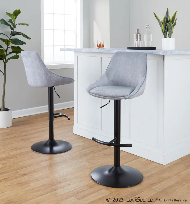 Diana Adjustable Barstool - Set of 2 By LumiSource - BS-DIANACOR-RT2 BKGY2