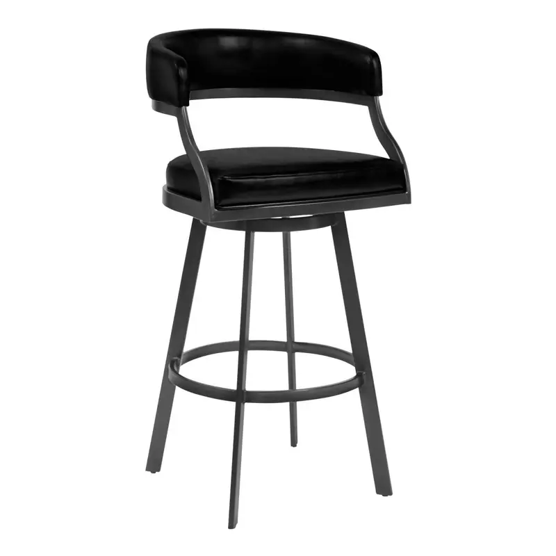 Dione 26" Counter Height Barstool in Mineral Finish and Vintage Black Faux Leather By Armen Living