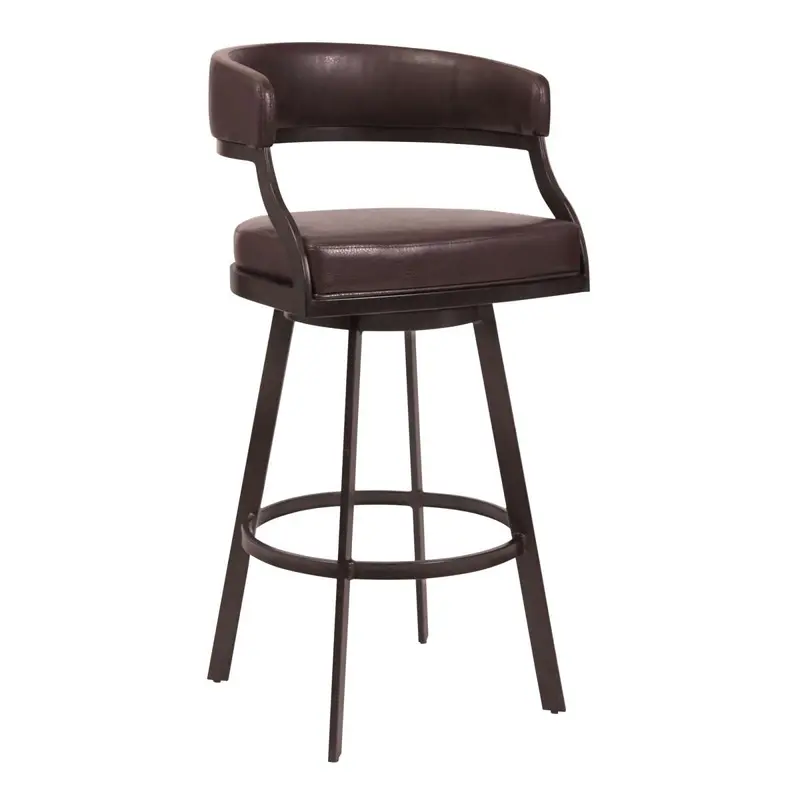 Dione 30" Bar Height Barstool in Auburn Bay and Brown Faux Leather By Armen Living