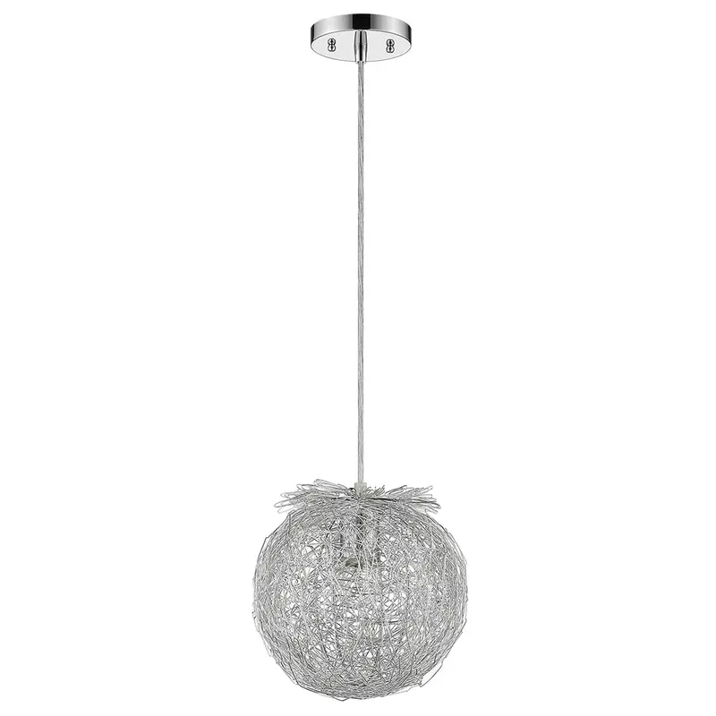 Distratto 1-Light Polished Chrome Pendant Enmeshed Aluminum Wire Shade (12") By Homeroots