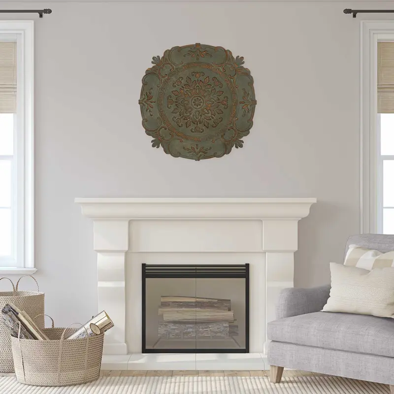 Distressed Blue European Medallion Metal Wall Decor By Homeroots