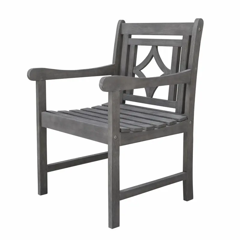 Distressed Dining Armchair with Decorative Back By Homeroots