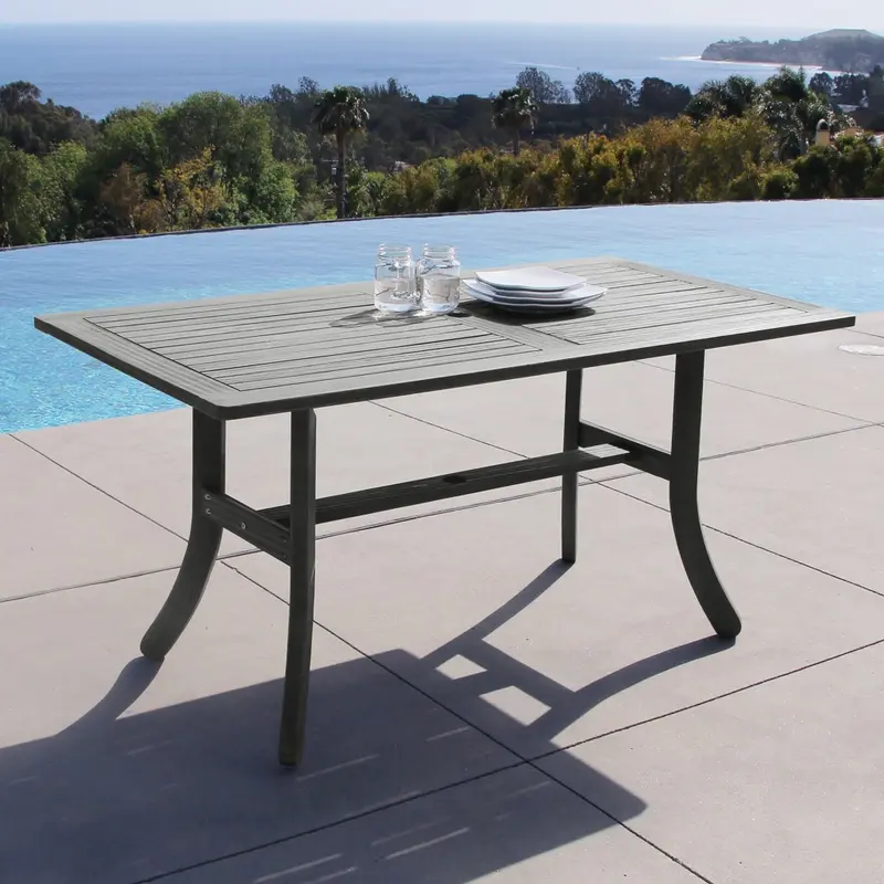 Distressed Grey Dining Table with Curved Legs By Homeroots