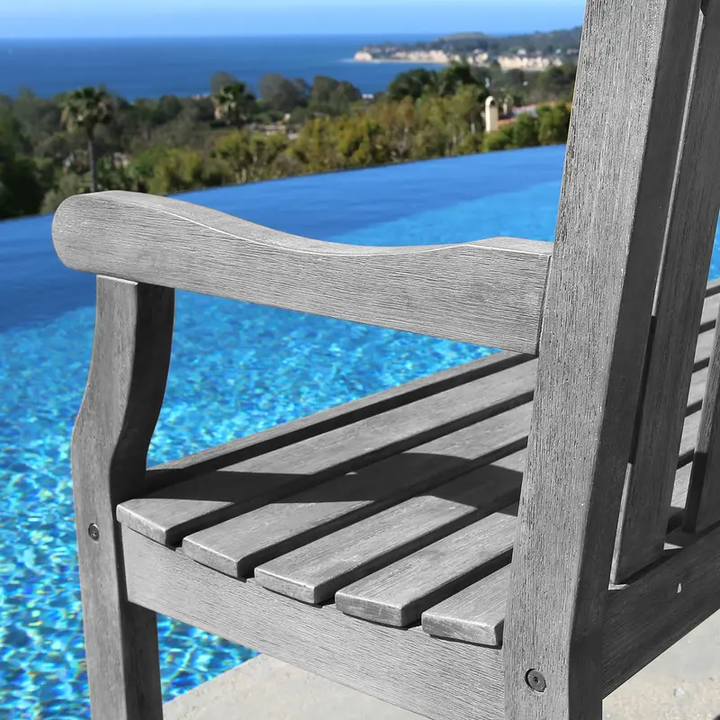 Distressed Patio Armchair with Horizontal Slats By Homeroots