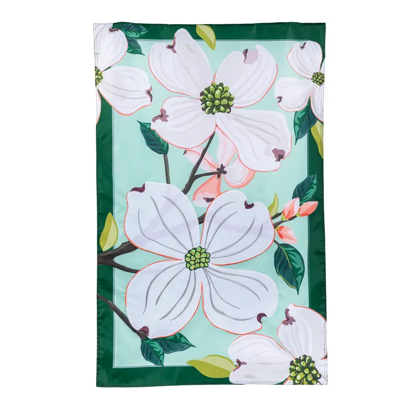 Dogwood Blossoms Applique House Flag