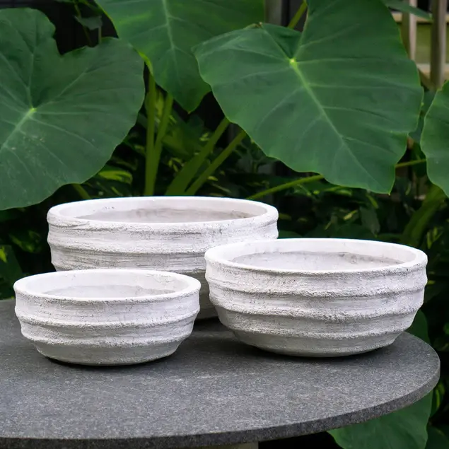 Dolma Bowl Ant White, Set of 3 Planter By Gold Leaf Design Group