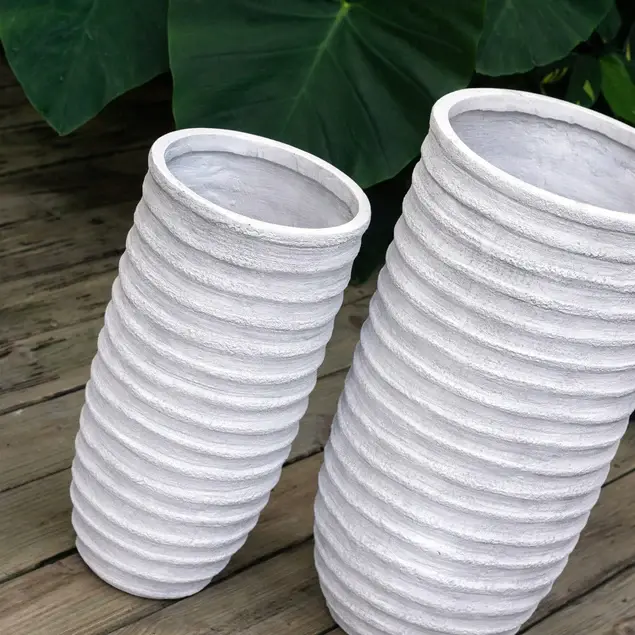 Dolma Tall Ant White, Set 2 Planter By Gold Leaf Design Group