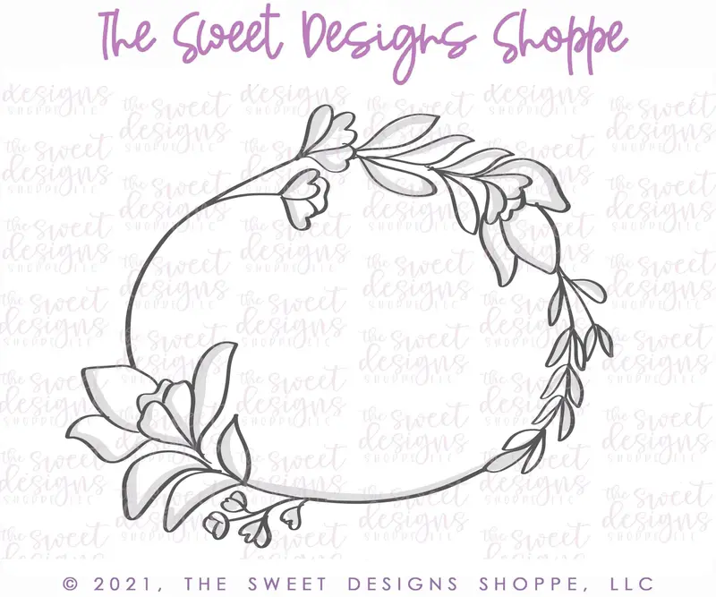 Double Floral Oval - Plaque - Cookie Cutter
