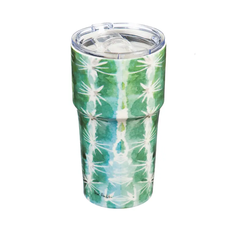Double Wall Ceramic Companion Cup with Tritan Lid, 13 OZ, Sunning Catcus,3ltc997162e