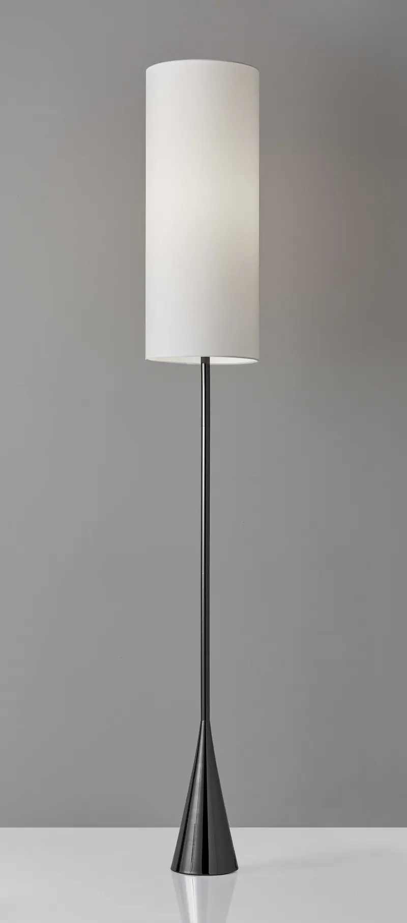 Dramatic Floor Lamp Bell Shaped Base in Black Nickel Finish Metal By Homeroots