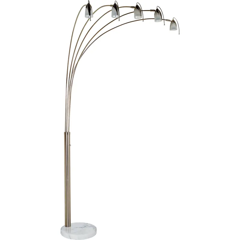 Dull Gold Metal Floor Lamp with Five Adjustable Swing Arms By Homeroots