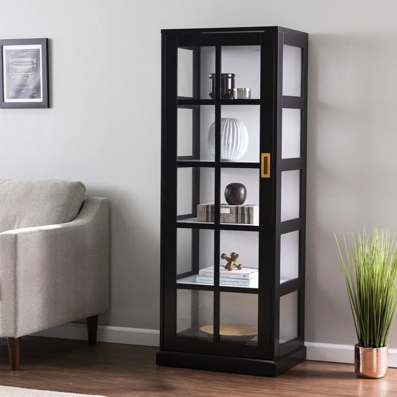 Dynasty Contemporary Black And White Tall Curio Cabinet By Homeroots