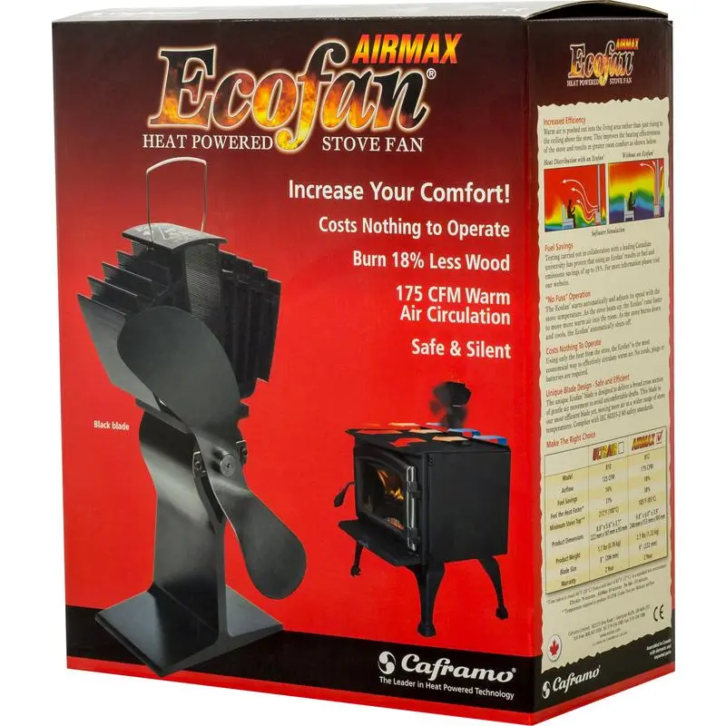 Ecofan AirMax Aluminum Heat Powered Wood Stove Fan - Deal of The Week