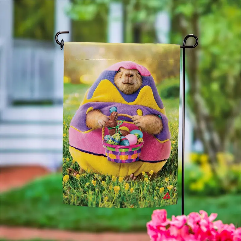 Egg Groundhog Suede Garden Flag