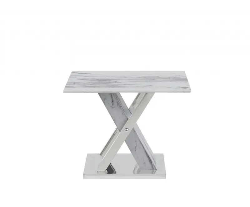 Elegant Marble Glass top End Table By Homeroots