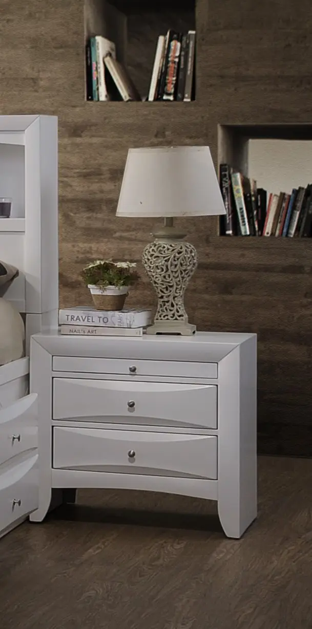 Elegant White 3 Drawer Nightstand By Homeroots