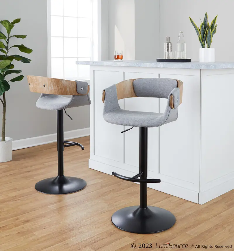 Elisa Adjustable Barstool - Set of 2 By LumiSource - BS-ELISAFB-RT2 BKWWGY2