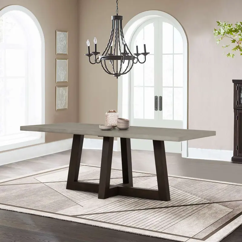 Elodie Gray Concrete and Dark Gray Oak Rectangle Dining Table By Armen Living