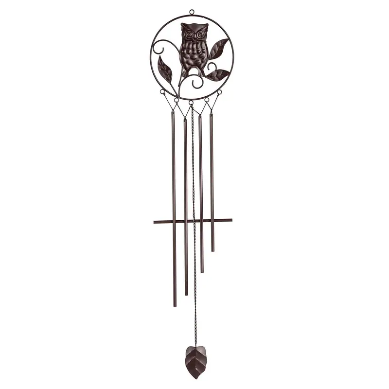Embossed Metal Owl Wind Chime