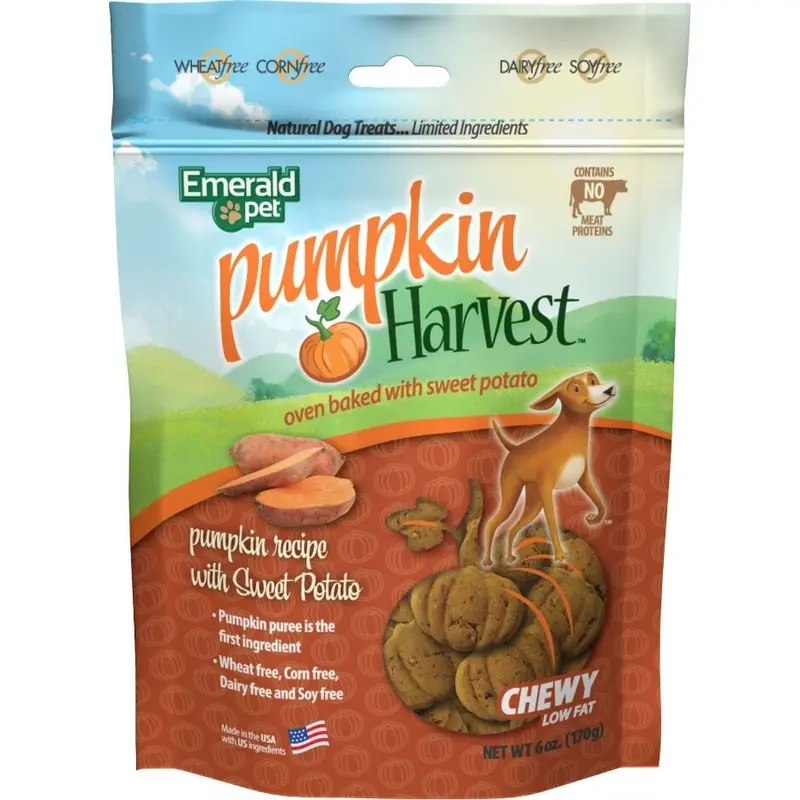 Emerald Pet Pumpkin Harvest Chewy Dog Treats Pumpkin & Sweet Potato 6 oz