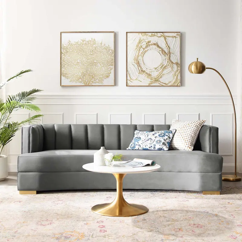 Encompass Channel Tufted Performance Velvet Curved Sofa By Modway - EEI-4134