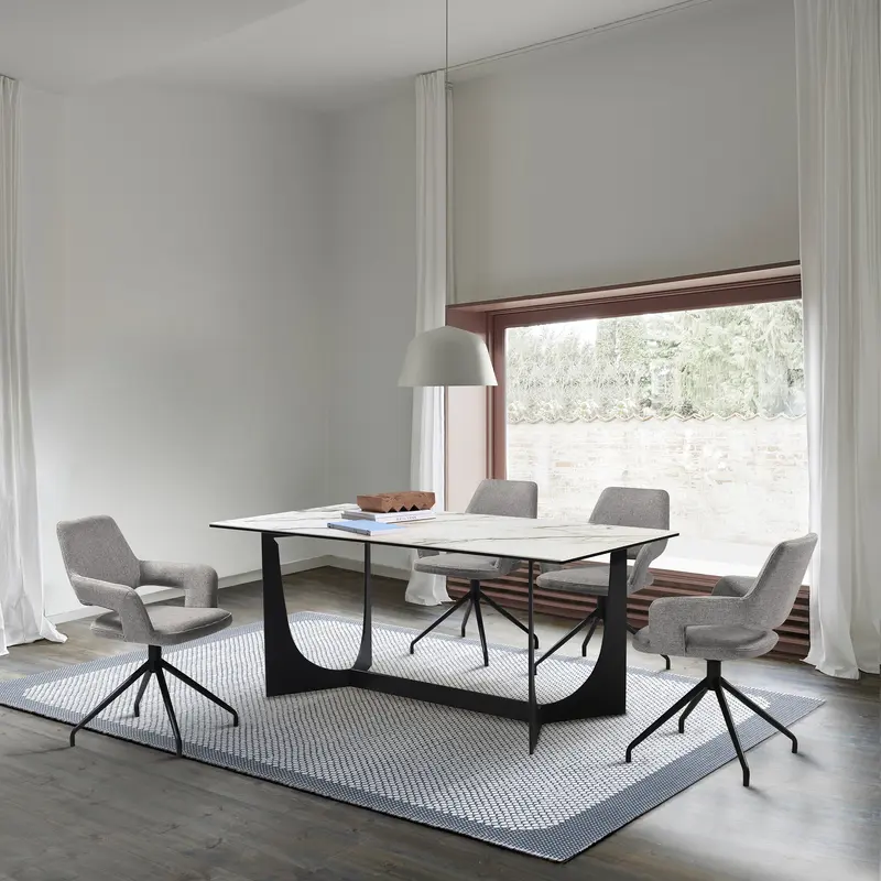Esme Penny 5 Piece Dining Set with Gray Fabric Chairs By Armen Living