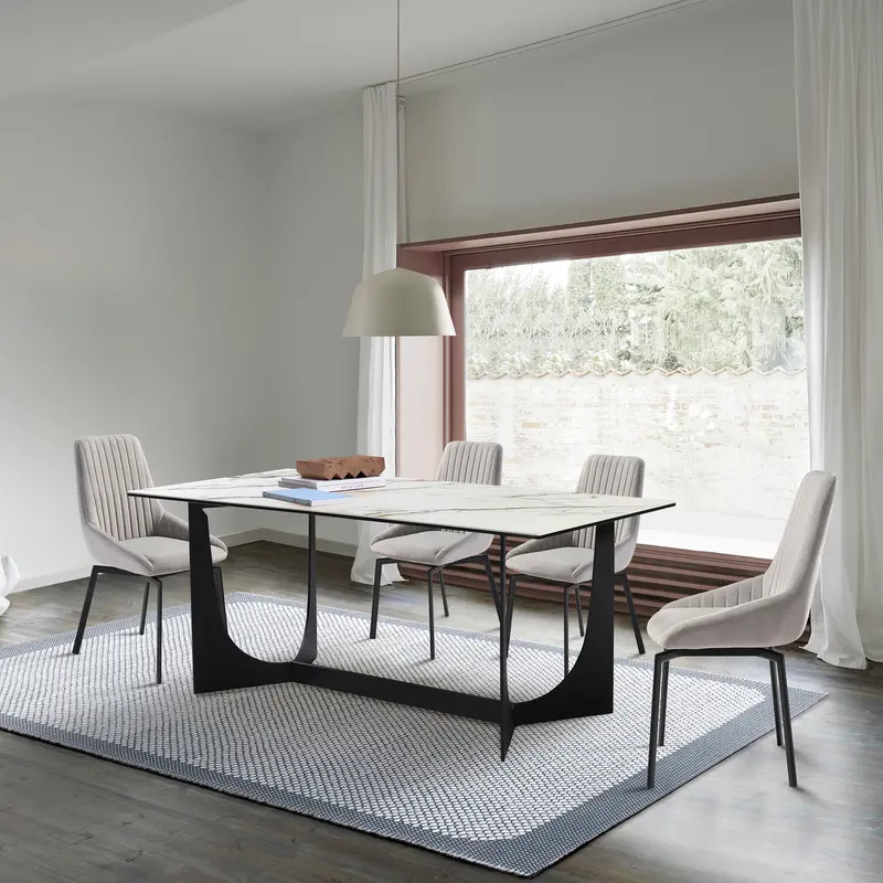 Esme Susie 5 Piece Dining Set with Gray Fabric Chairs By Armen Living