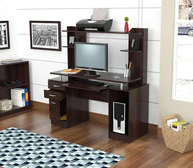 Espresso Finish Wood Computer Desk with Hutch By Homeroots