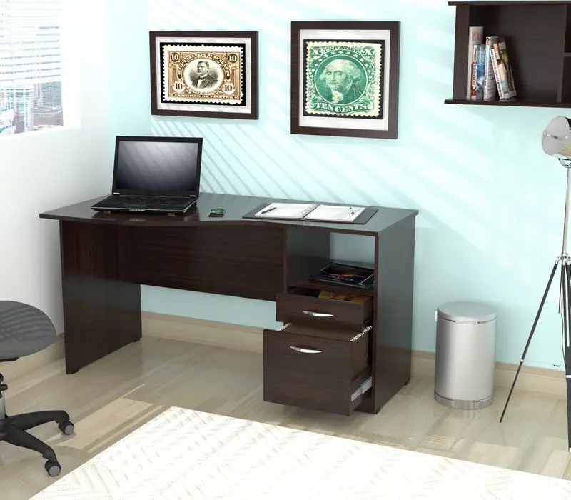 Espresso Finish Wood Curved Top Writing Desk By Homeroots