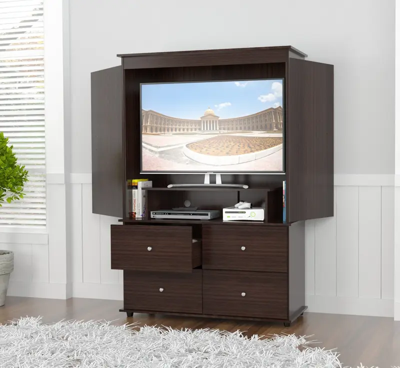Espresso Finish Wood Four Drawer Armoire Dresser By Homeroots