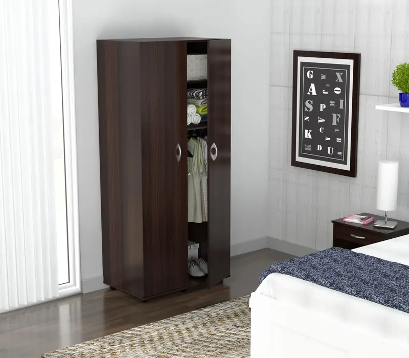 Espresso Finish Wood Wardrobe With Two Doors By Homeroots