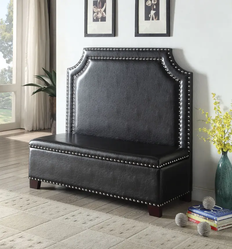 Espresso Pu Settee With Storage By Homeroots