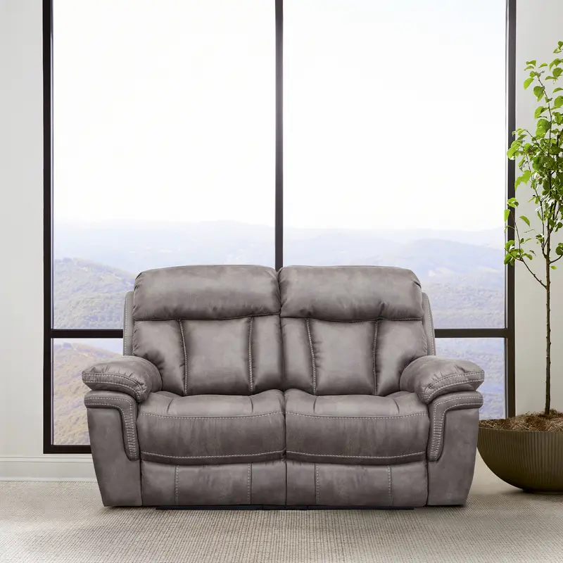 Estelle Power Loveseat in Gunmetal Fabric By Armen Living