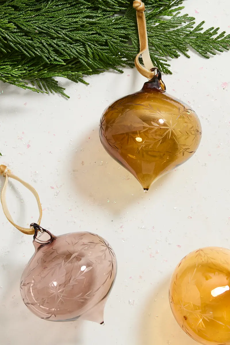 Etched Bauble Ornament Set of 8 By Accent Decor