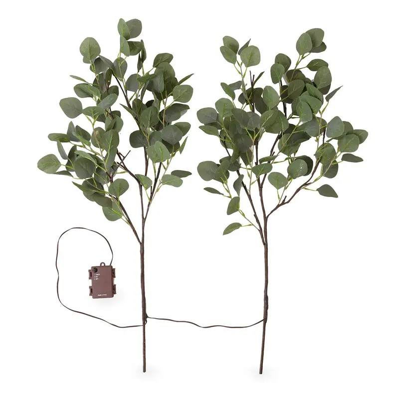 Eucalyptus Branch, 32 LED Lights Set of 2