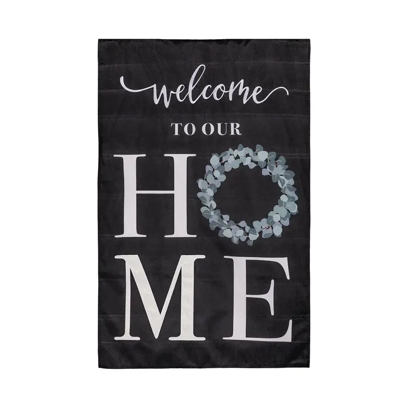 Eucalyptus Welcome House Burlap Flag